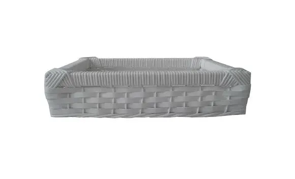 Bandeja Vime Sintético Branca 30x20x08 - artesanato de Mundo Urbano