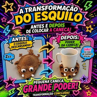Porta copo esquilo de crochê - Lembrancinha de Natal - artesanato de Ateliê Yasashii