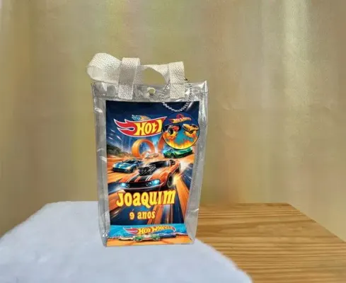 Sacola Transparente Hotwheels Personalizado - artesanato de Artmanha Lembrancinhas
