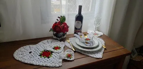 Souplast Coração Romântico (02 Pessoas) - artesanato de Mari Crochê feito com carinho!