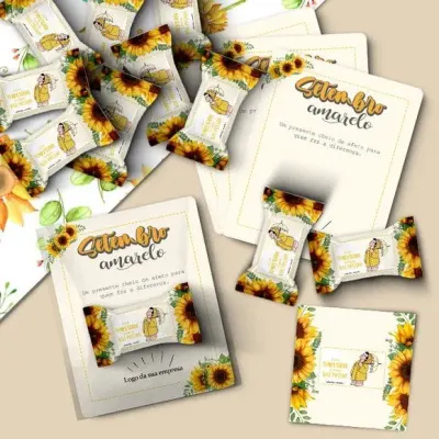 Cartão com Bala - Setembro Amarelo Personalizado - artesanato de Mi Papelaria Criativa