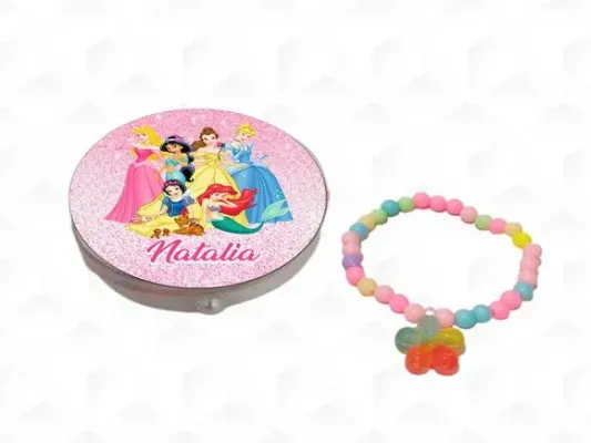 Latinha com Pulseira Princesas Personalizada - artesanato de creativitybynina