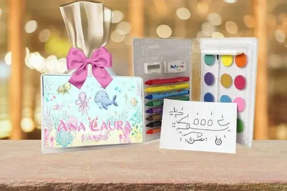 Estojo de Pintura Fundo do Mar Personalizado - artesanato de Artmanha Lembrancinhas