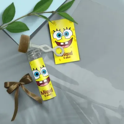 Bolha de Sabão - Bob Esponja Personalizado - artesanato de Mi Papelaria Criativa