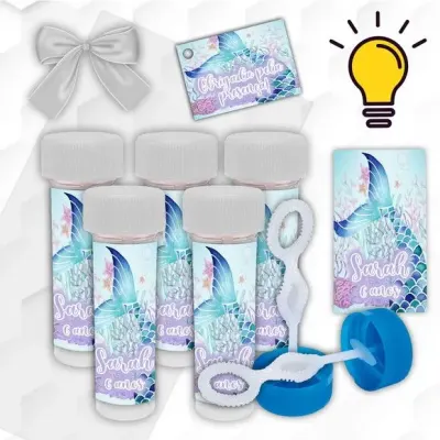 Bolinha de Sabão Sereia Personalizada - artesanato de Mi Papelaria Criativa