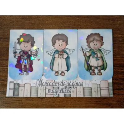 Marcador de Página Magnético "3 Santos Arcanjos" - artesanato de Emejhu Personalizados