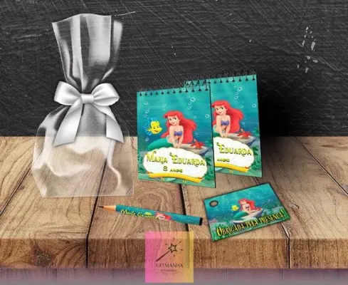 Bloquinho Ariel Personalizado - artesanato de Artmanha Lembrancinhas