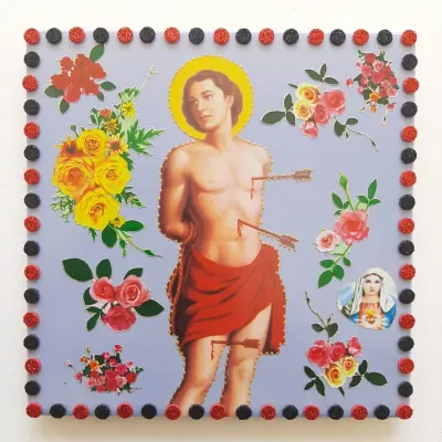 Quadrinho de Azulejo São Sebastião - artesanato de Estudio Bananeira