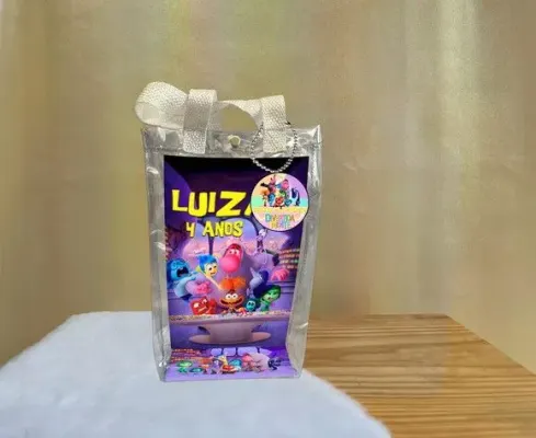 Sacola Transparente Divertidamente Personalizado - artesanato de Artmanha Lembrancinhas