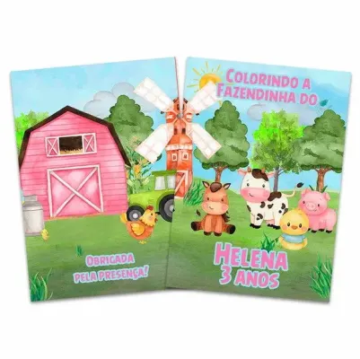 Revista Colorir Fazendinha Rosa Aquarelado14x10 - artesanato de PAPCRIE