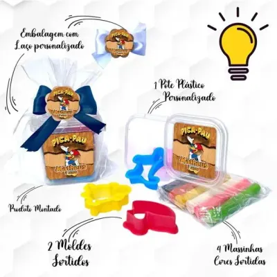 Massinha no Pote com Cortadores Pica Pau Personalizada - artesanato de Mi Papelaria Criativa