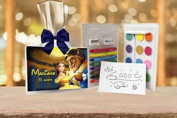 Estojo de Pintura Bela e a Fera Personalizado - artesanato de Artmanha Lembrancinhas