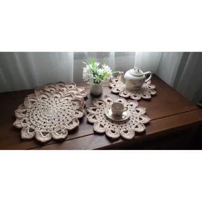 Mini Sousplat em Crochê Café ou Chá Porcelana (06 Unidades) - artesanato de Mari Crochê feito com carinho!