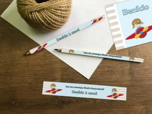 Lápis Aviador Personalizado - artesanato de Mi Papelaria Criativa