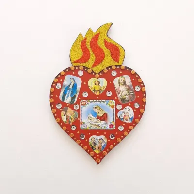 Sagrado Coração com Lantejoulas PT - artesanato de Estudio Bananeira