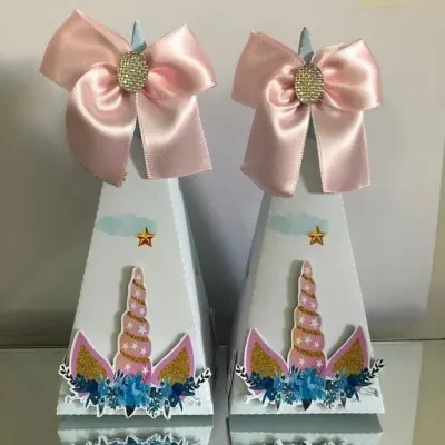 Caixa cone unicórnio - artesanato de Fina Essência Papelaria Personalizada