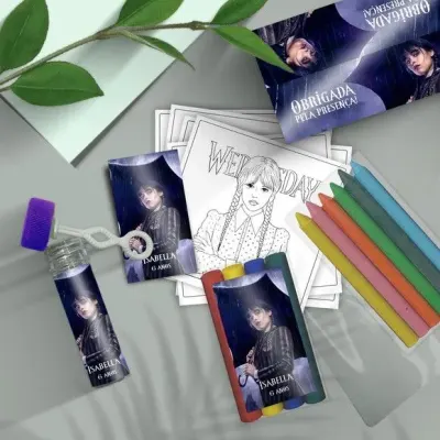 Kit Massinha + Giz + Bolha - Wandinha Personalizado - artesanato de Mi Papelaria Criativa
