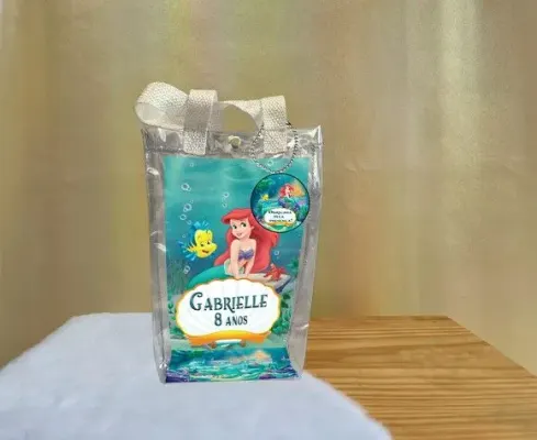 Sacola Transparente Pequena Sereia Personalizado - artesanato de Artmanha Lembrancinhas