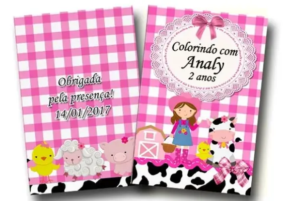 revista colorir fazendinha rosa 14x10 - artesanato de PAPCRIE