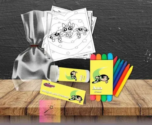 Kit Massinha + Giz + Bolha Docinho Personalizado - artesanato de Artmanha Lembrancinhas
