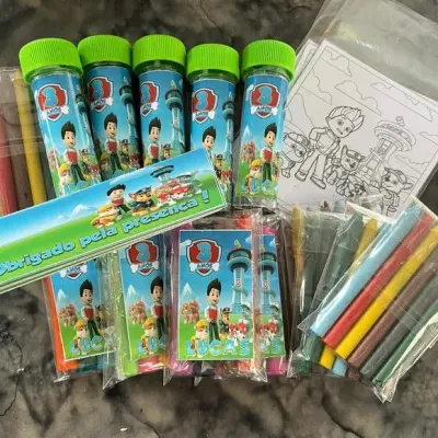 Kit Massinha + Giz + Bolha Patrulha Canina Personalizado - artesanato de Artmanha Lembrancinhas