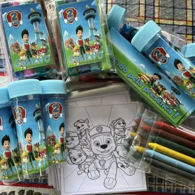 Kit Massinha + Giz + Bolha Patrulha Personalizado - artesanato de Artmanha Lembrancinhas