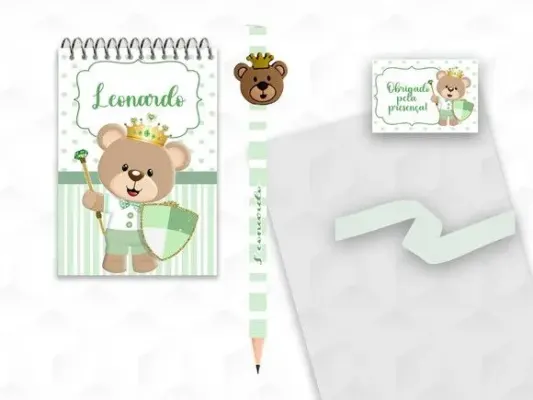 Bloquinho com Aplique Ursinho Principe Personalizado - artesanato de creativitybynina
