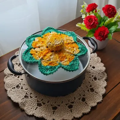 Cobre Panelas em Crochê - artesanato de Mari Crochê feito com carinho!