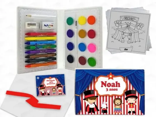 Estojo de Pintura Circo Menino Personalizado - artesanato de creativitybynina