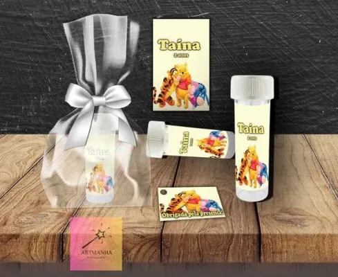 Bolha de Sabão Ursinho Pooh Personalizada - artesanato de Artmanha Lembrancinhas