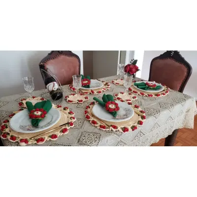 Kit Souplast em Crochê Motivo Framboesa 18 Peças - artesanato de Mari Crochê feito com carinho!