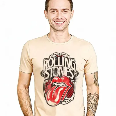 Camiseta The Rolling Stones, tamanhos unisex cores variadas - artesanato de Lado B Rock Camisetas