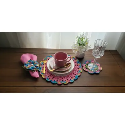 Souplast em Crochê Café /chá da Tarde (arco Iris 19 Peças) - artesanato de Mari Crochê feito com carinho!