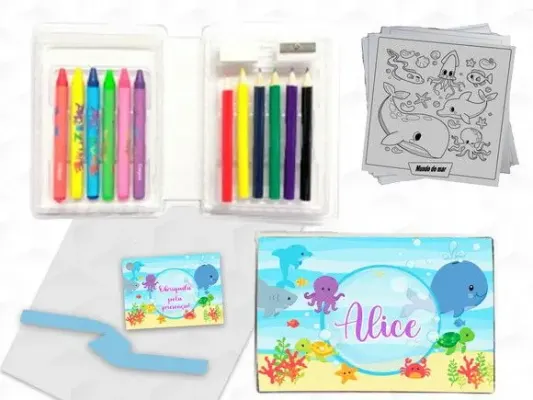 Estojinho de Pintura Mundo do Mar Personalizado - artesanato de creativitybynina