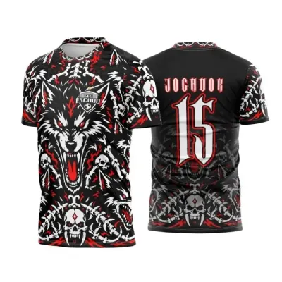 Camisa Interclasse Modelo 228 Lobo e Caveiras - artesanato de JD PRINT 3D