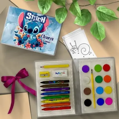 Estojo de Pintura - Stitch Personalizado - artesanato de Mi Papelaria Criativa