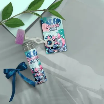 Bolha de Sabão - Stitch e Angel Personalizado - artesanato de Mi Papelaria Criativa