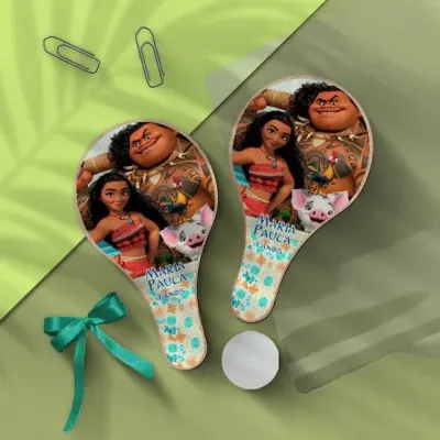 Raquete Ping Pong - Moana Personalizada - artesanato de Mi Papelaria Criativa