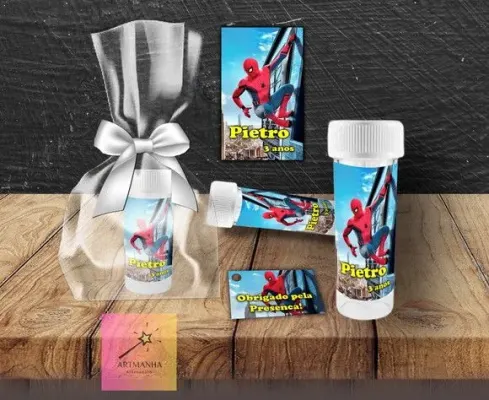 Bolha de Sabão Homem Aranha Personalizada - artesanato de Artmanha Lembrancinhas
