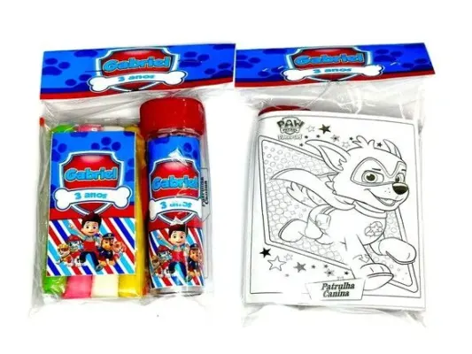 Kit Massinha + Giz + Bolha Patrulha Canina Personalizado - artesanato de Mi Papelaria Criativa