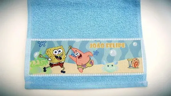 Toalha de mão personalizada Bob Esponja - artesanato de Innovare Studio