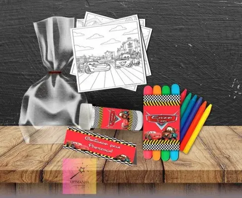 Kit Massinha + Giz + Bolha Carros Personalizado - artesanato de Artmanha Lembrancinhas