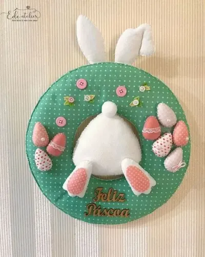 Guirlanda de Páscoa Bumbum do Coelho 35cm - artesanato de edeatelier
