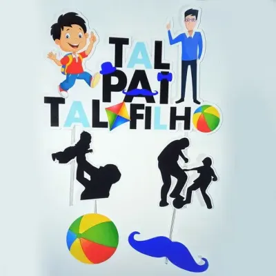 Topo de Bolo Tal Pai Tal Filho - artesanato de PAPCRIE