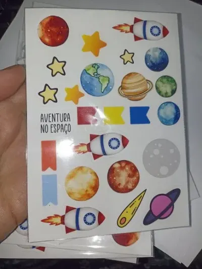 Cartela de Adesivos Lembrancinha Astronauta Planetas - artesanato de PAPCRIE