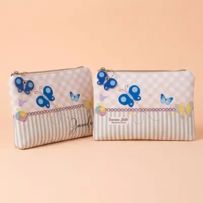 Necessaire Personalizada Borboletas em Nylon Estruturado - artesanato de Innovare Studio