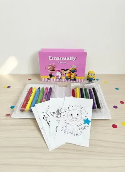Estojinho de Pintura - Minions Personalizado - artesanato de Mi Papelaria Criativa
