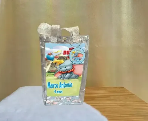 Sacola Transparente Dumbo Personalizado - artesanato de Artmanha Lembrancinhas