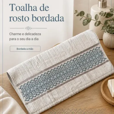 Toalha de rosto bordada 8 - artesanato de Djulik