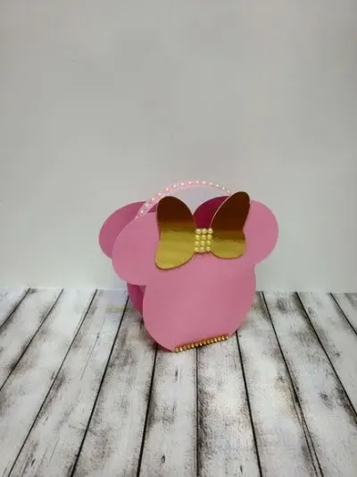 Caixa Bolsinha Minnie Rosa - artesanato de Fina Essência Papelaria Personalizada
